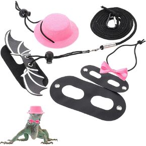 مجموعة ربطات عنق السحلية مع حزام التنين الملتحي القابل للتعديل ومجموعة قبعة علوية وردية لملحقات مقود الزواحف للمشي في الهواء الطلق in Kuwait