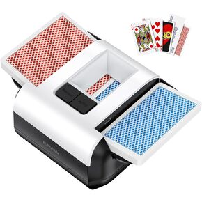 Card Shuffler 2 Deck, Rechargeable Automatic Card Shuffler with Dual Modes, Low Noise Portable Shuffler-Compatible with Poker, UNO, Bridge, Texas, Phase 10, Card Games for Family in Kuwait