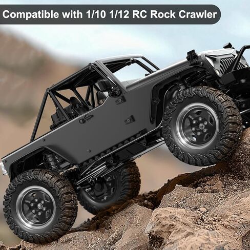 1.9 Crawler Tires 90 * 37.5mm Soft Rubber High Grip RC Rock Terrain Tyre with Foam Insert Compatible with 1/12 MJX HYPER GO H12Y H12P MN128 1/10 Axial D90 (4PCS, Black) in Saudi Arabia