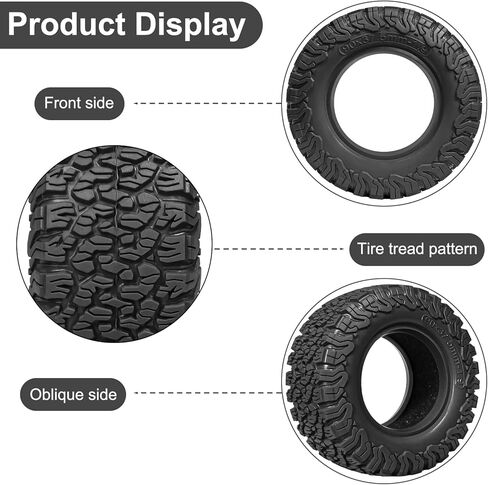 1.9 Crawler Tires 90 * 37.5mm Soft Rubber High Grip RC Rock Terrain Tyre with Foam Insert Compatible with 1/12 MJX HYPER GO H12Y H12P MN128 1/10 Axial D90 (4PCS, Black) in Saudi Arabia
