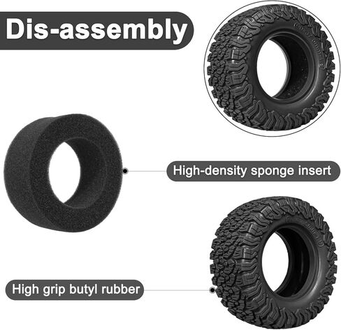 1.9 Crawler Tires 90 * 37.5mm Soft Rubber High Grip RC Rock Terrain Tyre with Foam Insert Compatible with 1/12 MJX HYPER GO H12Y H12P MN128 1/10 Axial D90 (4PCS, Black) in Saudi Arabia