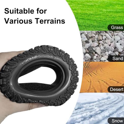 1.9 Crawler Tires 90 * 37.5mm Soft Rubber High Grip RC Rock Terrain Tyre with Foam Insert Compatible with 1/12 MJX HYPER GO H12Y H12P MN128 1/10 Axial D90 (4PCS, Black) in Saudi Arabia