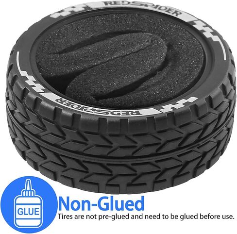 REDSPIDER RC Soft Rubber 1/10 On Road Tires 4PCS for Traxxas 4 Tec 2.0 Tamiya TT01 XV01 Kyosho WR8 Sakura WLtoys HPI HSP 1:10 RC Scale Touring On Road Racing Car Wheel Rims (Tire) in Saudi Arabia