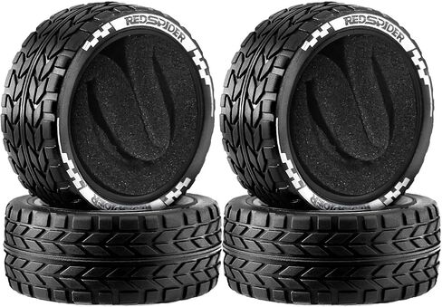 REDSPIDER RC Soft Rubber 1/10 On Road Tires 4PCS for Traxxas 4 Tec 2.0 Tamiya TT01 XV01 Kyosho WR8 Sakura WLtoys HPI HSP 1:10 RC Scale Touring On Road Racing Car Wheel Rims (Tire) in Saudi Arabia