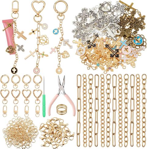 VioraWhite 457 Pcs Gothic Lip Gloss Charm Kit Gothic Charms for Jewelry Making Lip Gloss Keychain Making Kit Including Assorted Charms Keychain Clips Extender Chain in Saudi Arabia