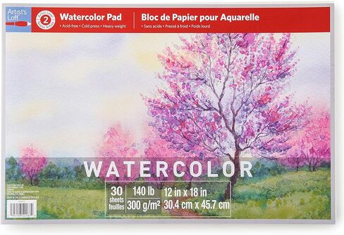Artist's Loft 12" x 18" Level 2 Watercolor Pad - Heavyweight and Acid Free Paper for Watercolor, Gouache, and Acrylic - 1 Pack in Saudi Arabia