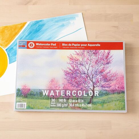 Artist's Loft 12" x 18" Level 2 Watercolor Pad - Heavyweight and Acid Free Paper for Watercolor, Gouache, and Acrylic - 1 Pack in Saudi Arabia