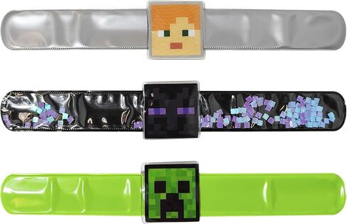 أساور LUV HER Minecraft 3 Slap للفتيات - سوار معصم ممتع يتميز بماينكرافت - مقاس قابل للتعديل - هدية أو هدية لحفلة عيد الميلاد - للأعمار من 3 سنوات فما فوق in Kuwait