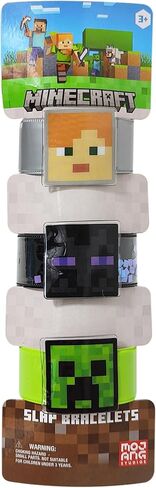 أساور LUV HER Minecraft 3 Slap للفتيات - سوار معصم ممتع يتميز بماينكرافت - مقاس قابل للتعديل - هدية أو هدية لحفلة عيد الميلاد - للأعمار من 3 سنوات فما فوق in Kuwait