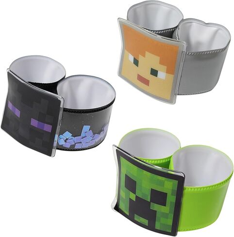 أساور LUV HER Minecraft 3 Slap للفتيات - سوار معصم ممتع يتميز بماينكرافت - مقاس قابل للتعديل - هدية أو هدية لحفلة عيد الميلاد - للأعمار من 3 سنوات فما فوق in Kuwait