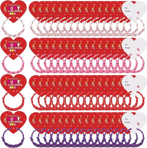 60 Packs Valentine Knot Bracelets with Card Neon Friendship Bracelet from Teacher Gift Our Class Would Knot Be the Same Without You Heart Shaped Cards for Valentine Exchange Gifts Party Favor in Saudi Arabia