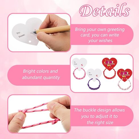 60 Packs Valentine Knot Bracelets with Card Neon Friendship Bracelet from Teacher Gift Our Class Would Knot Be the Same Without You Heart Shaped Cards for Valentine Exchange Gifts Party Favor in Saudi Arabia