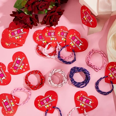 60 Packs Valentine Knot Bracelets with Card Neon Friendship Bracelet from Teacher Gift Our Class Would Knot Be the Same Without You Heart Shaped Cards for Valentine Exchange Gifts Party Favor in Saudi Arabia