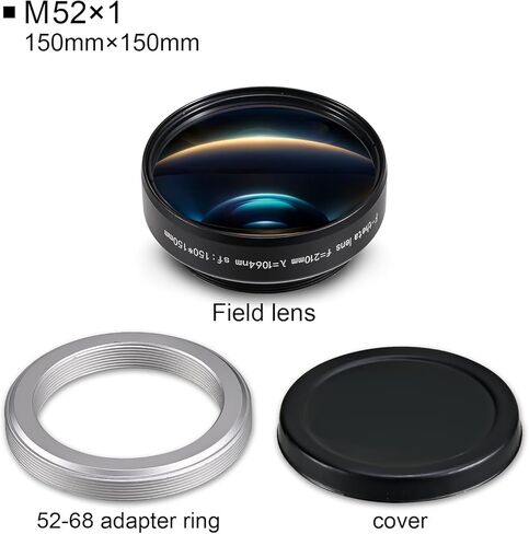عدسة Monport F-Theta M52، مناسبة لآلات وضع العلامات بالليزر الليفية Monport مقاس 1064 نانومتر، منطقة العمل 5.9 بوصة × 5.9 بوصة (150 × 150 مم)، استبدال عدسة مجال ليزر الألياف in Kuwait