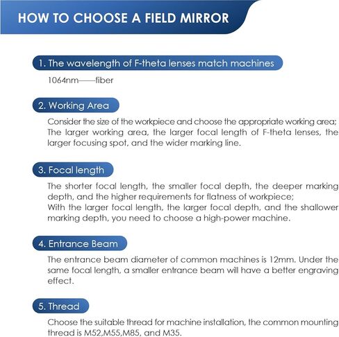 عدسة Monport F-Theta M52، مناسبة لآلات وضع العلامات بالليزر الليفية Monport مقاس 1064 نانومتر، منطقة العمل 5.9 بوصة × 5.9 بوصة (150 × 150 مم)، استبدال عدسة مجال ليزر الألياف in Kuwait