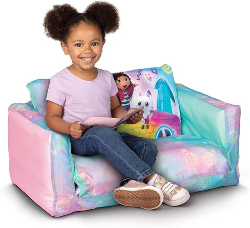 Gabby's Dollhouse 2-in-1 Inflatable Sofa Bed, Kids Sofa Couch Fold Out, Foldable Chair Lounger for Toddlers and Kids in Saudi Arabia