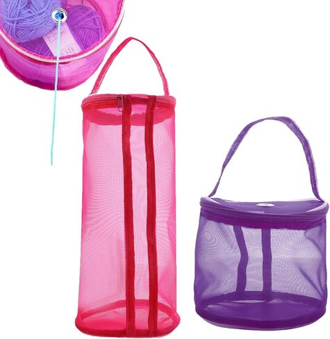 ArrErr 2 Pack Crochet Bag Non Tangled Knitting Bag with Yarn Dispenser Hole Handle Yarn Storage Organizer Zipper Yarn Bag Keeper Acrylic Yarn Skeins Holder for Crocheting and Knitting Crochet Yarn Kit in Saudi Arabia