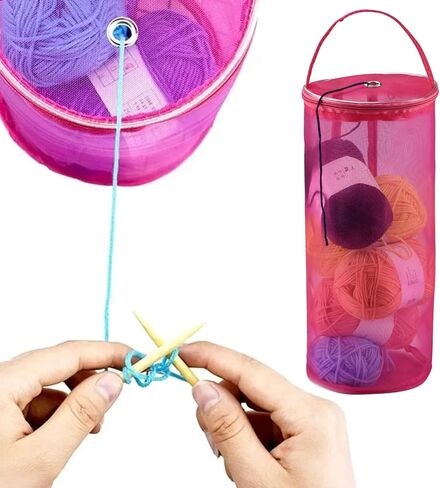 ArrErr 2 Pack Crochet Bag Non Tangled Knitting Bag with Yarn Dispenser Hole Handle Yarn Storage Organizer Zipper Yarn Bag Keeper Acrylic Yarn Skeins Holder for Crocheting and Knitting Crochet Yarn Kit in Saudi Arabia