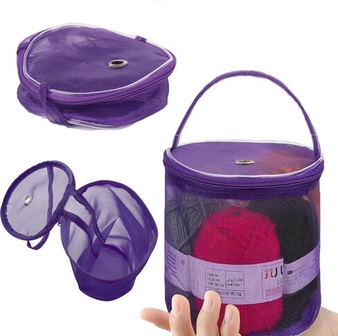 ArrErr 2 Pack Crochet Bag Non Tangled Knitting Bag with Yarn Dispenser Hole Handle Yarn Storage Organizer Zipper Yarn Bag Keeper Acrylic Yarn Skeins Holder for Crocheting and Knitting Crochet Yarn Kit in Saudi Arabia