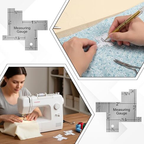 2PCS Sewing Gauge Aluminum Alloy Quilting Templates Sewing Rulers Mini Seam Gauge for DIY Sewings Craft, Cutting Fabric, Quilting and Various Sewings Measurements in Saudi Arabia