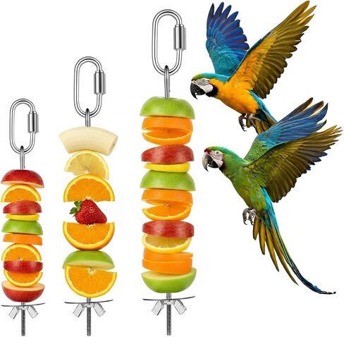 3 Pcs Bird Cage Food Holder, Stainless Steel Bird Foraging Toys, Birds Foraging Toys for Parakeets, Budgies, Macaws (3 Sizes) in Saudi Arabia