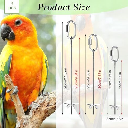 3 Pcs Bird Cage Food Holder, Stainless Steel Bird Foraging Toys, Birds Foraging Toys for Parakeets, Budgies, Macaws (3 Sizes) in Saudi Arabia