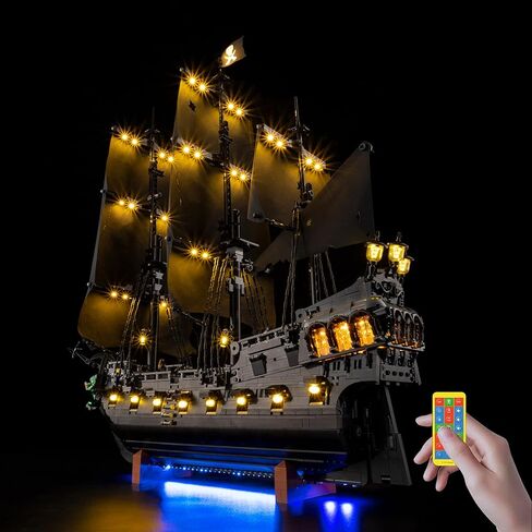 مجموعة إضاءة BrickSoul RC لمجموعة بناء سفينة القراصنة جاك سبارو 10365 من Lego | ترقية التشغيل/الإيقاف اللاسلكي والإضاءة المناطقية مع تقنية الكابلات المخفية (مجموعة 10365 غير متضمنة) in Kuwait