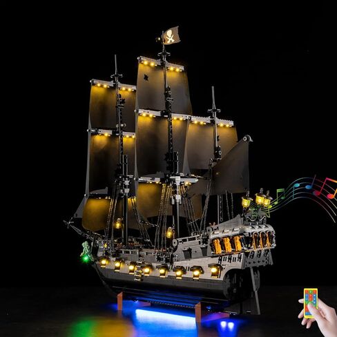 مجموعة إضاءة BrickSoul RC لمجموعة بناء سفينة القراصنة جاك سبارو 10365 من Lego | ترقية التشغيل/الإيقاف اللاسلكي والإضاءة المناطقية مع تقنية الكابلات المخفية (مجموعة 10365 غير متضمنة) in Kuwait