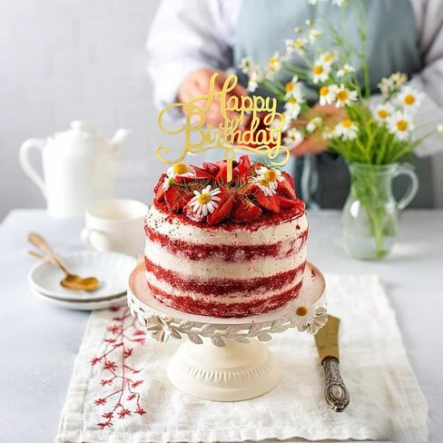 أغطية كعكة عيد ميلاد سعيد ذهبية، 5 قطع من أغطية الكب كيك الأكريليك، زينة كعكة عيد ميلاد سعيد للفتيات والكبار in Kuwait