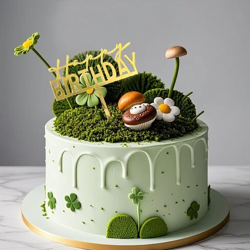 أغطية كعكة عيد ميلاد سعيد ذهبية، 5 قطع من أغطية الكب كيك الأكريليك، زينة كعكة عيد ميلاد سعيد للفتيات والكبار in Kuwait