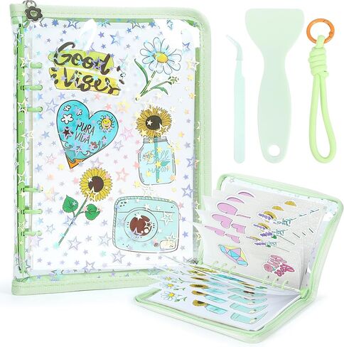 Sticker Organizer Binder for Storage Display: LATIIZ Green A5 Stickers Organizer Book with Pocket and Release Paper for Collecting Planner Stickers, Photo Cards, Journal Supplies for Kids Teens Adults in Saudi Arabia