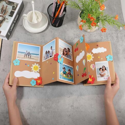 6 عبوات من صفحات سجل قصاصات الأكورديون مقاس 6 × 8 بوصات، صفحات بنية، ألبومات صور ورقية ذات غلاف مقوى، هدية كتاب مغامرات مصنوعة يدويًا قابلة للطي قابلة للطي للذكرى السنوية والتخرج وعيد الميلاد in Kuwait
