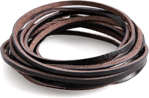 3mm Flat Leather Cord 3 Metres, Leather Strips, Leather Shoe Laces for Boot Laces, Necklace, Bracelets, Jewelry Making, Crafting, Baseball Glove Repair in Saudi Arabia