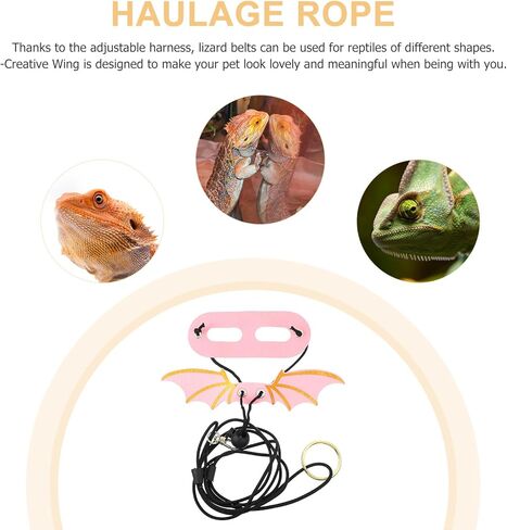 NUOBESTY 5pcs Adjustable Gecko Wing Harness Leash Set for Reptiles, Colorful Soft Lizard Harness with Wings for Outdoor Walking and Training of Small Pets in Saudi Arabia
