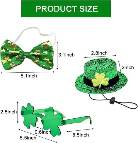 3 Pcs St Patricks Day Costume Patrick Star Dog Costume Green Hat Glasses Bow Tie Cute Pet Fun Matching for Large Dogs Dog Clothes in Saudi Arabia
