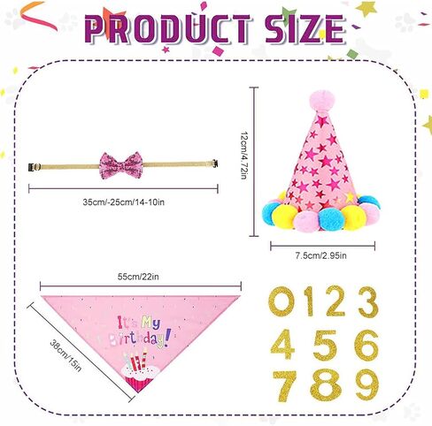 Dog Birthday Party Supplies Birthday,Cute Hat Bow Tie Bandana for Dog,Birthday Banner for Medium Large Small Dogs in Saudi Arabia