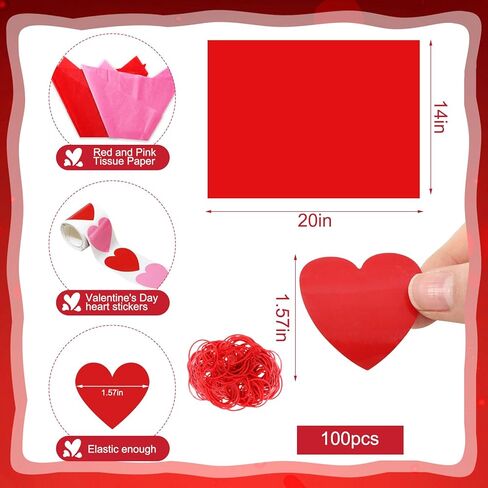50 Pcs Valentine's Day Punch Game Set Red Pink Tissue Paper Rubber Band Plastic Cup Sticker DIY Prize Punch Box Game for Wedding Anniversary Family Party Supplies in Saudi Arabia