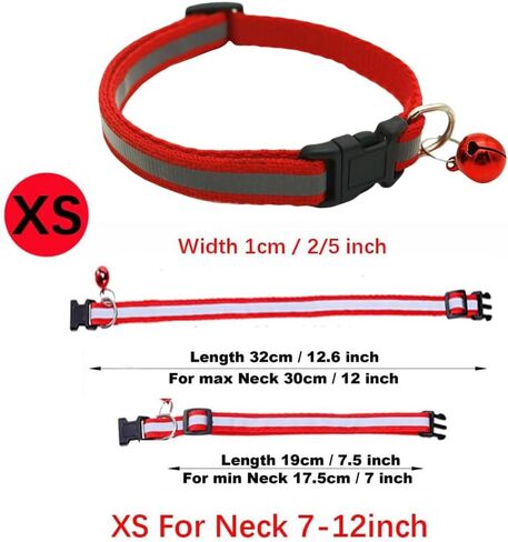 Puppy Collars with Bell, 2-Pack Nylon Basic Reflective Cat Collar Dog Collar with Bells for XXS XS Small Dog Pet Animal Tiny Kitten Boy Girls, XSmall,Blue +Light Blue in Kuwait