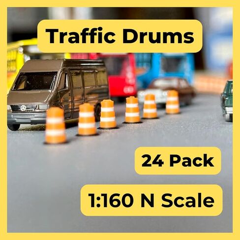 N Scale (1:160) Commander-Style Traffic Barrels (24 Pack) – Model Railroad Construction Scenery in Saudi Arabia