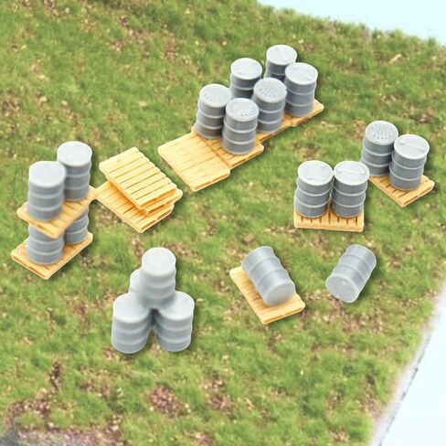 HO Scale Pallets & Drums - 20 Silver Drums & 12 Pallettes - Loading Dock in Saudi Arabia