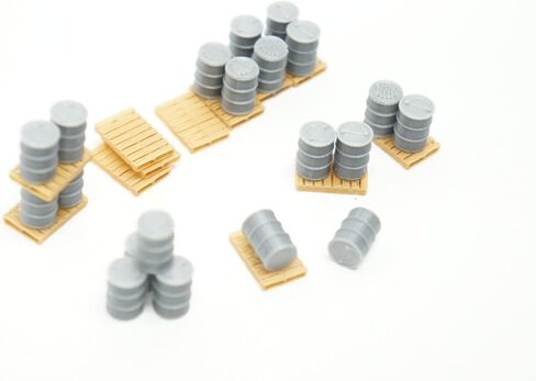 HO Scale Pallets & Drums - 20 Silver Drums & 12 Pallettes - Loading Dock in Saudi Arabia
