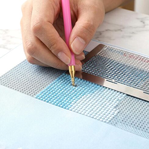 Dplolng الماس الفن حاكم حجر الراين اللوحة حاكم الماس دليل الفن الحكام الفولاذ المقاوم للصدأ الماس لصق الرسم الحكام مع 1020 شبكة فارغة شبكة دائرية نقطة الماس محاذاة الفنون أداة in Kuwait