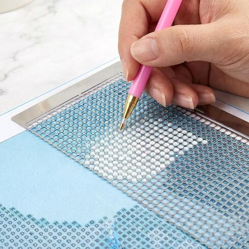 Dplolng الماس الفن حاكم حجر الراين اللوحة حاكم الماس دليل الفن الحكام الفولاذ المقاوم للصدأ الماس لصق الرسم الحكام مع 1020 شبكة فارغة شبكة دائرية نقطة الماس محاذاة الفنون أداة in Kuwait