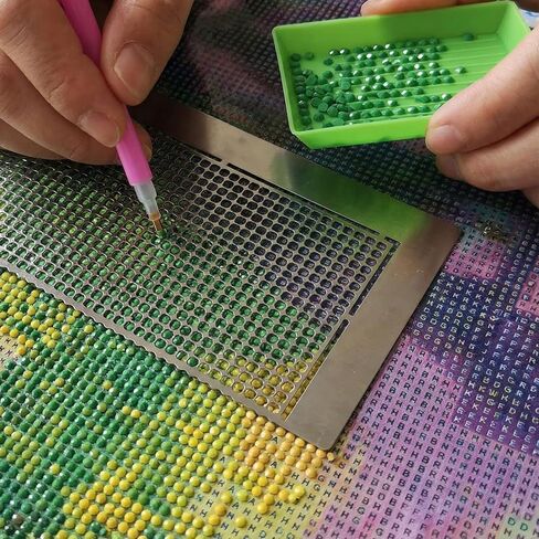 Dplolng الماس الفن حاكم حجر الراين اللوحة حاكم الماس دليل الفن الحكام الفولاذ المقاوم للصدأ الماس لصق الرسم الحكام مع 1020 شبكة فارغة شبكة دائرية نقطة الماس محاذاة الفنون أداة in Kuwait