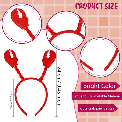 15 Pcs Lobster Hat Headband Red Crayfish Claws Hair Band Crab Headwear for Animal Cosplay Costume Hair Accessories Seafood Lovers in Saudi Arabia