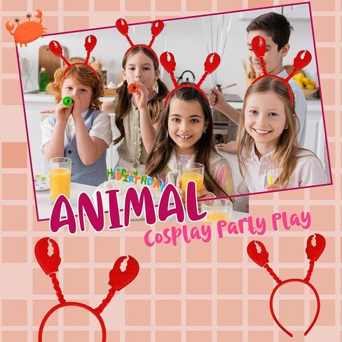15 Pcs Lobster Hat Headband Red Crayfish Claws Hair Band Crab Headwear for Animal Cosplay Costume Hair Accessories Seafood Lovers in Saudi Arabia