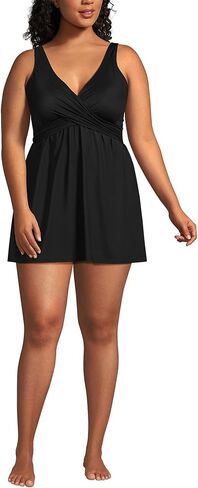 Lands 'End Women's Slendersuit v-swech wrap dress فستان واحد قطعة واحدة من الأشرطة القابلة للتعديل in Kuwait