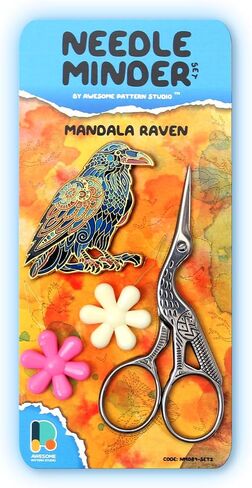 Awesome Pattern Studio Needle Minder Set - Mandala Raven Magnetic Needle Minder. Enamel Pin for Cross Stitch, Embroidery and Craft (Set #1) in Saudi Arabia