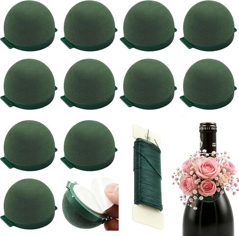 12 Pack Floral Foam Round, Green Mini Flower Arrangement Holder Supplies Florist Form Blocks for Wedding Birthday Centerpiece Decorations, Wine Bottle Decor, Fresh Flower Gifts in Saudi Arabia