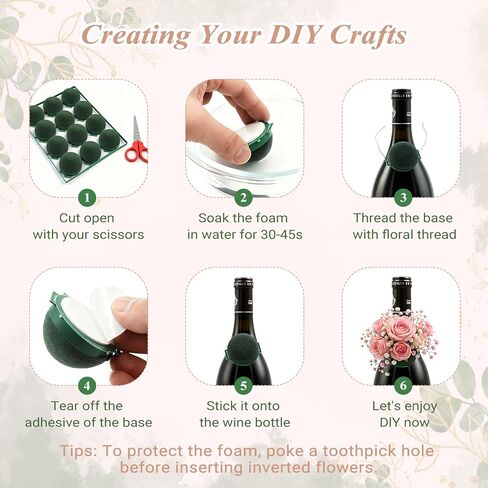 12 Pack Floral Foam Round, Green Mini Flower Arrangement Holder Supplies Florist Form Blocks for Wedding Birthday Centerpiece Decorations, Wine Bottle Decor, Fresh Flower Gifts in Saudi Arabia